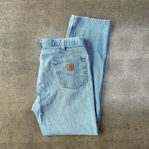 Vintage 90s Carhartt Light Wash‎ Denim 39x33 Straight Leg Carpenter Jeans